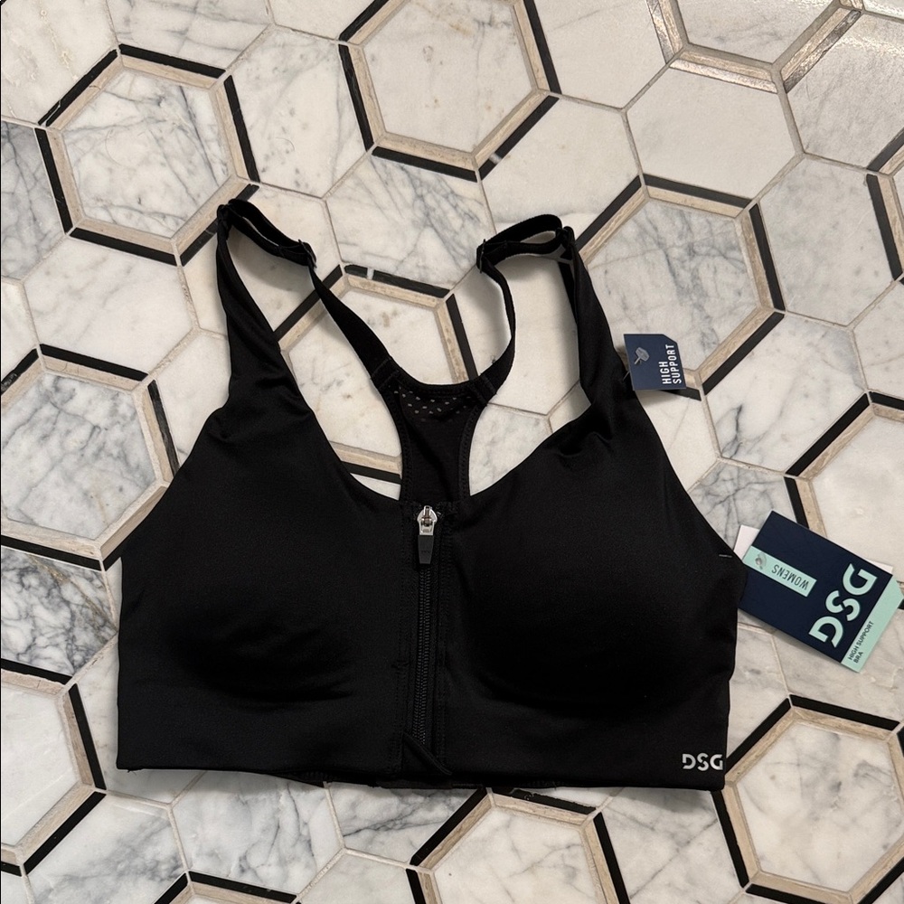 DSG Women's Black Zip-Front Sports Bra